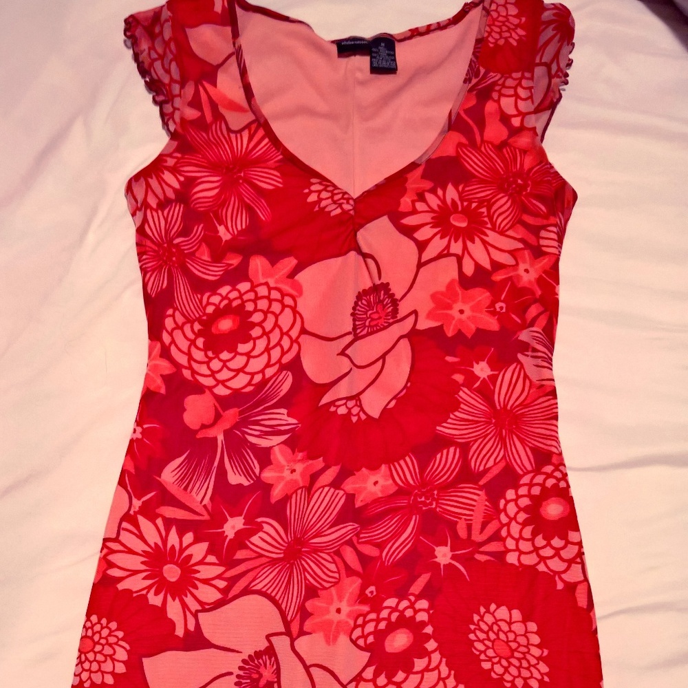 Red floral dress